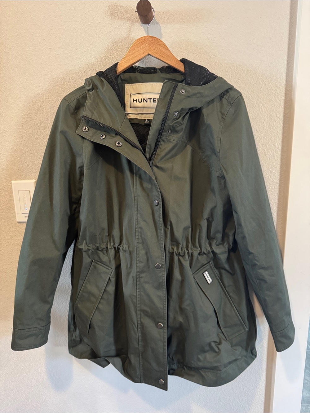 Hunter Olive Green Utility Jacket with Hood